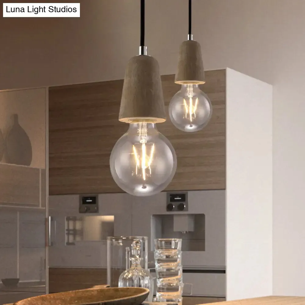 Cement Pendant Lamp - Open Bulb, Minimalist Style, 1-Light, Ideal for Cafes and Restaurants