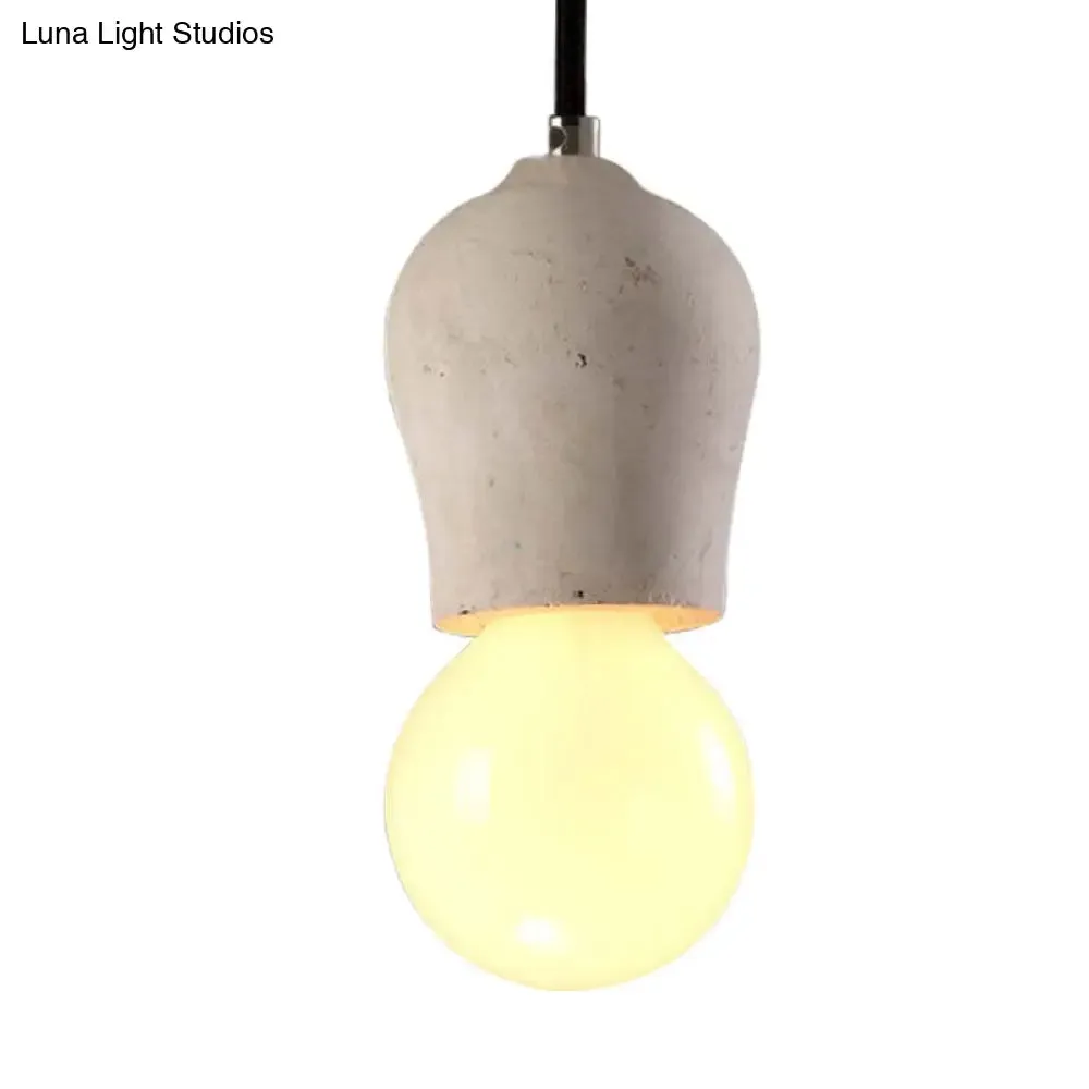 Cement Pendant Lamp - Open Bulb, Minimalist Style, 1-Light, Ideal for Cafes and Restaurants