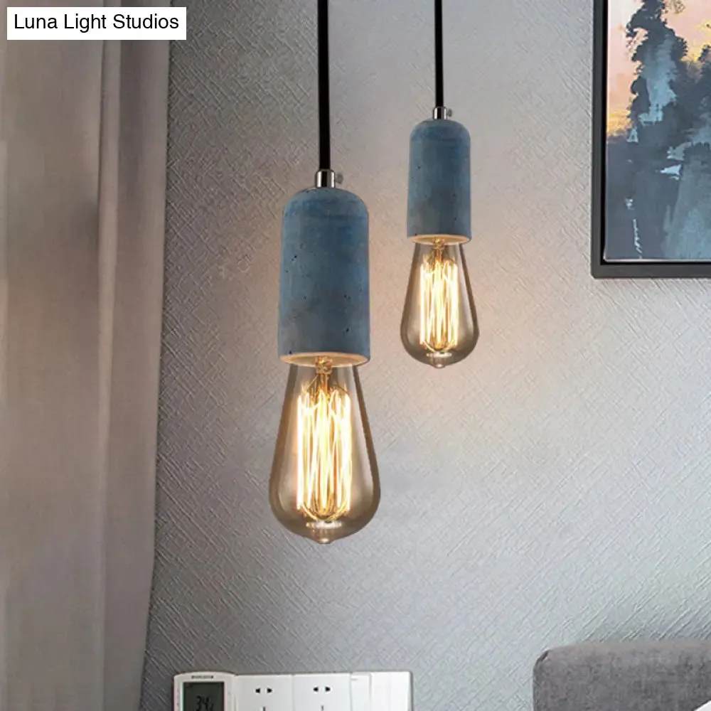 Cement Pendant Lamp - Open Bulb, Minimalist Style, 1-Light, Ideal for Cafes and Restaurants