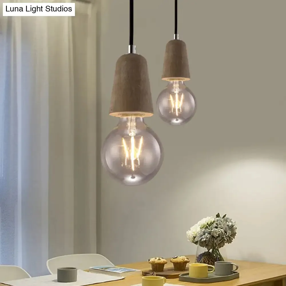 Cement Pendant Lamp - Open Bulb, Minimalist Style, 1-Light, Ideal for Cafes and Restaurants