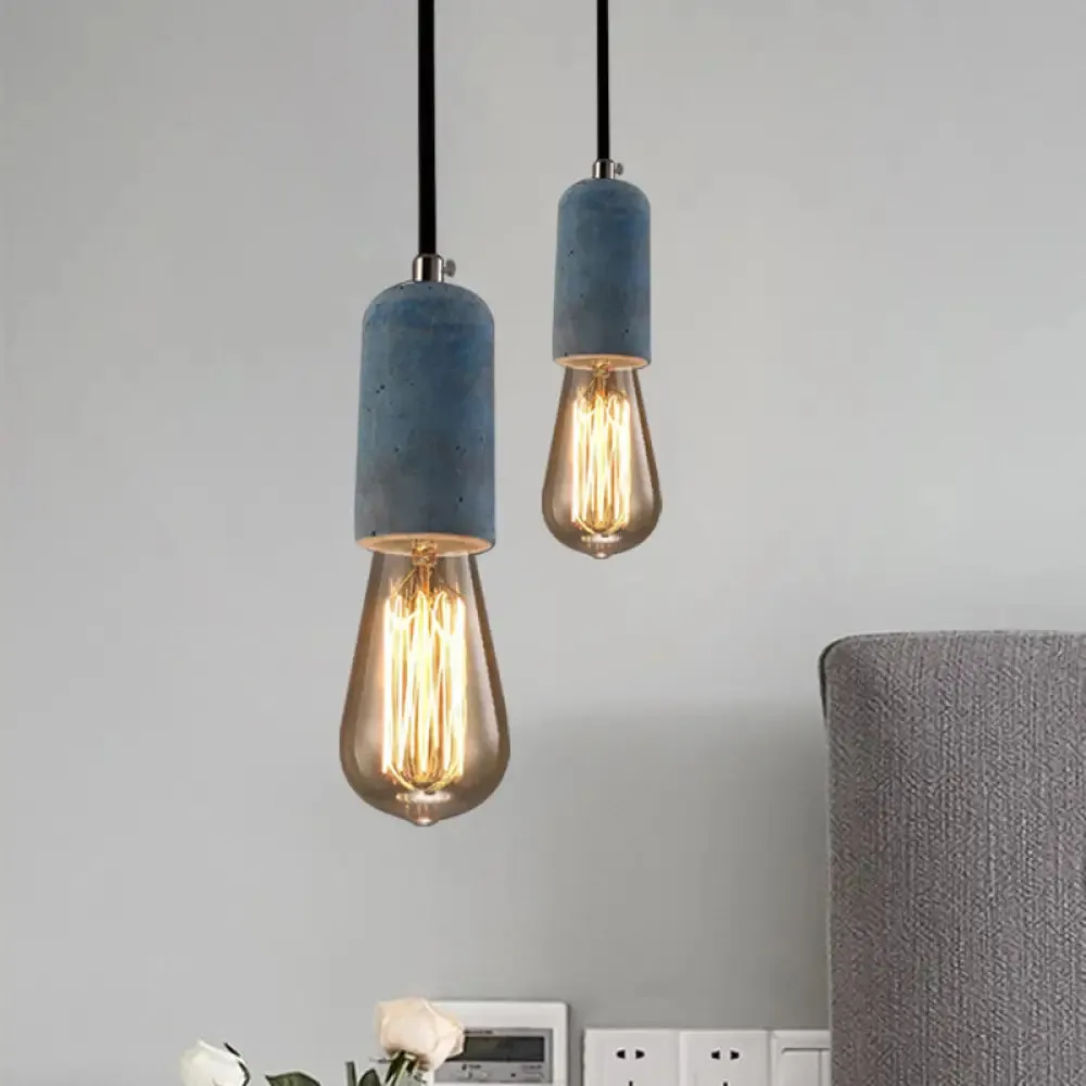 Cement Pendant Lamp - Open Bulb, Minimalist Style, 1-Light, Ideal for Cafes and Restaurants