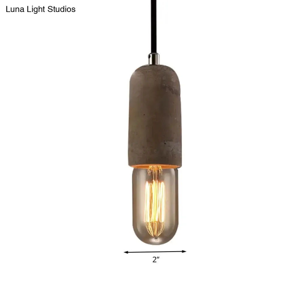 Cement Pendant Lamp - Open Bulb, Minimalist Style, 1-Light, Ideal for Cafes and Restaurants