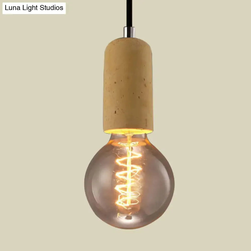 Cement Pendant Lamp - Open Bulb, Minimalist Style, 1-Light, Ideal for Cafes and Restaurants