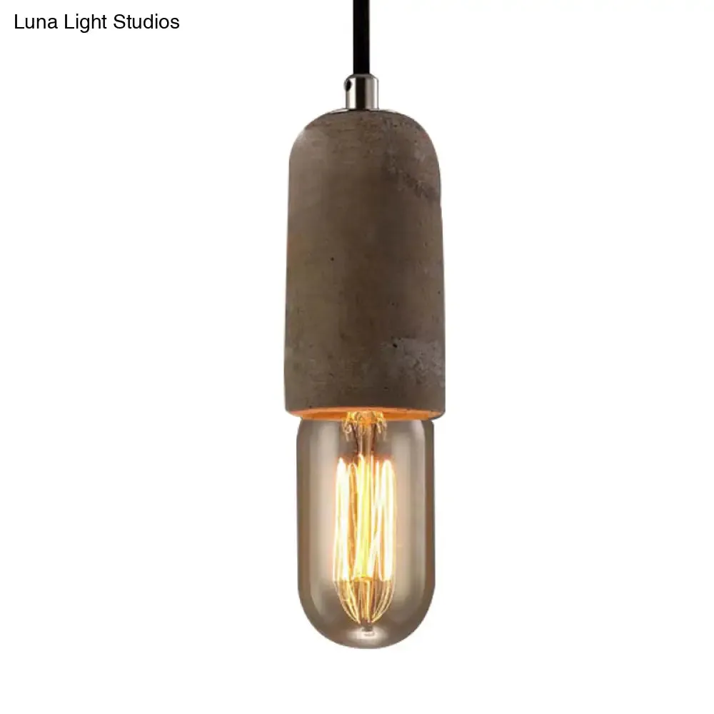 Cement Pendant Lamp - Open Bulb, Minimalist Style, 1-Light, Ideal for Cafes and Restaurants