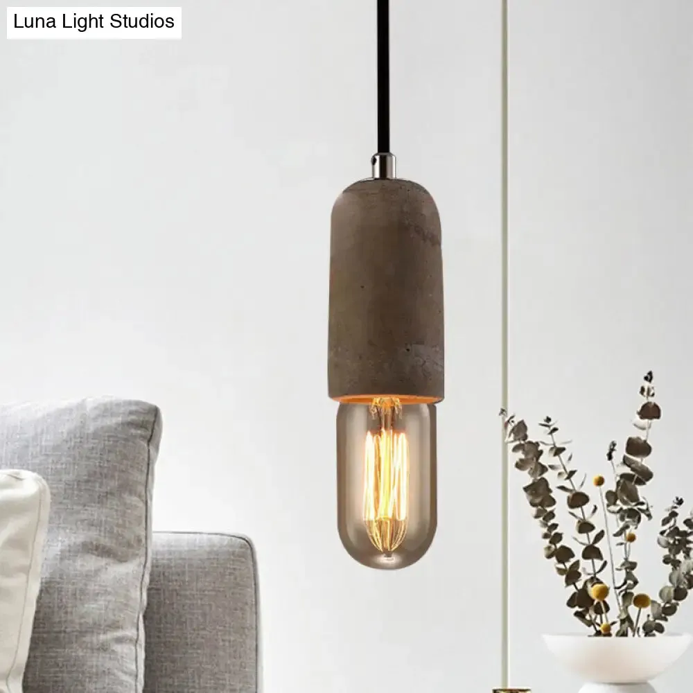 Cement Pendant Lamp - Open Bulb, Minimalist Style, 1-Light, Ideal for Cafes and Restaurants