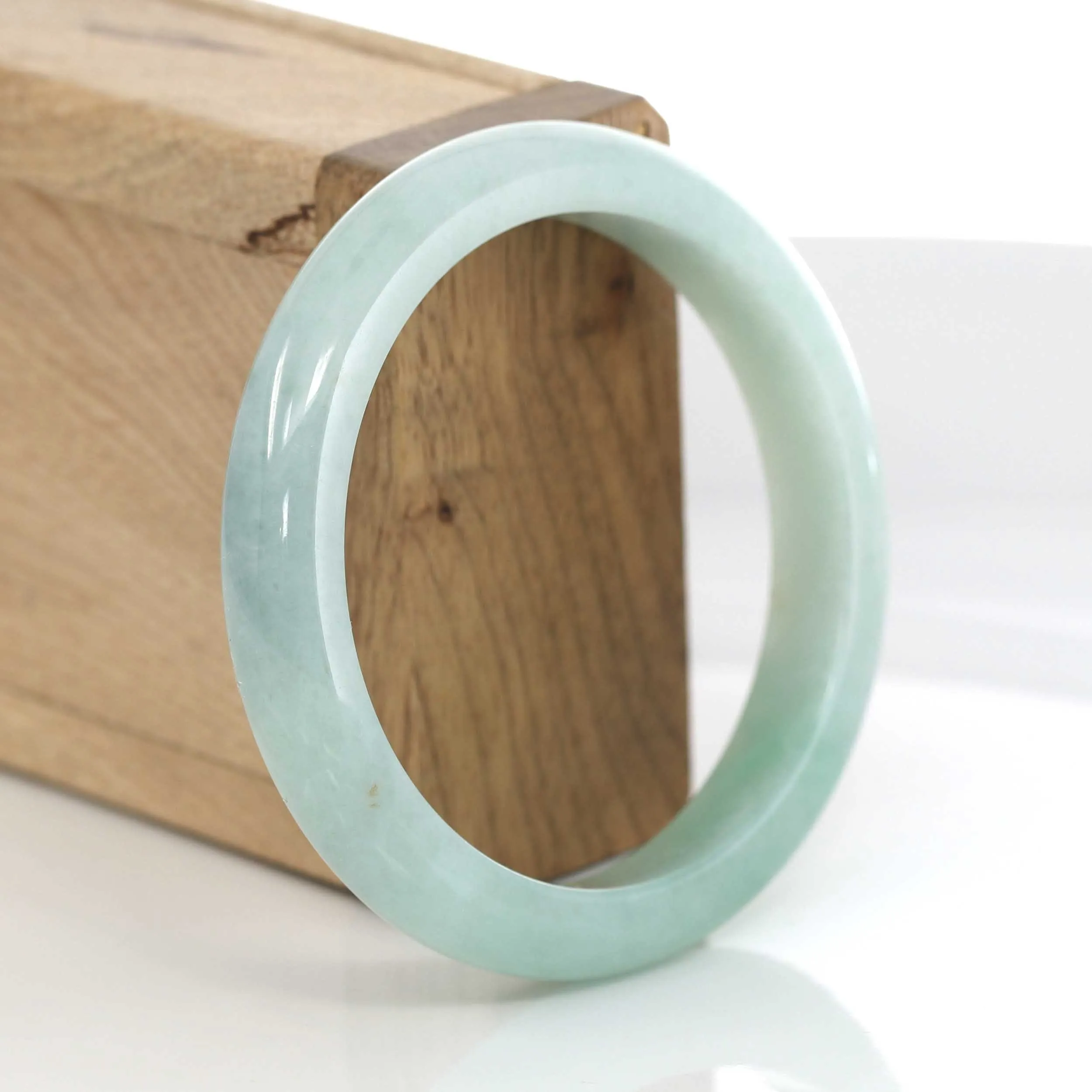 Classic Blue- Green Genuine Jadeite Jade Bangle (56.42 mm) #621