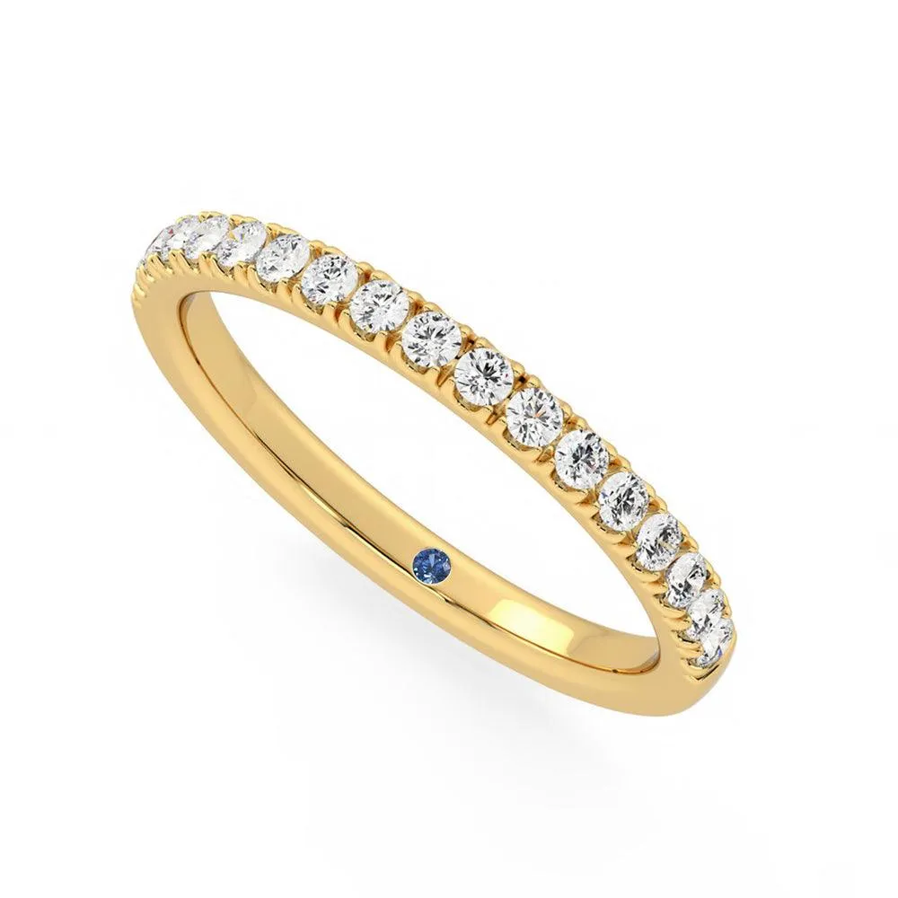 Classic Pavé Set Moissanite Wedding Band with Anniversary Stone Accent