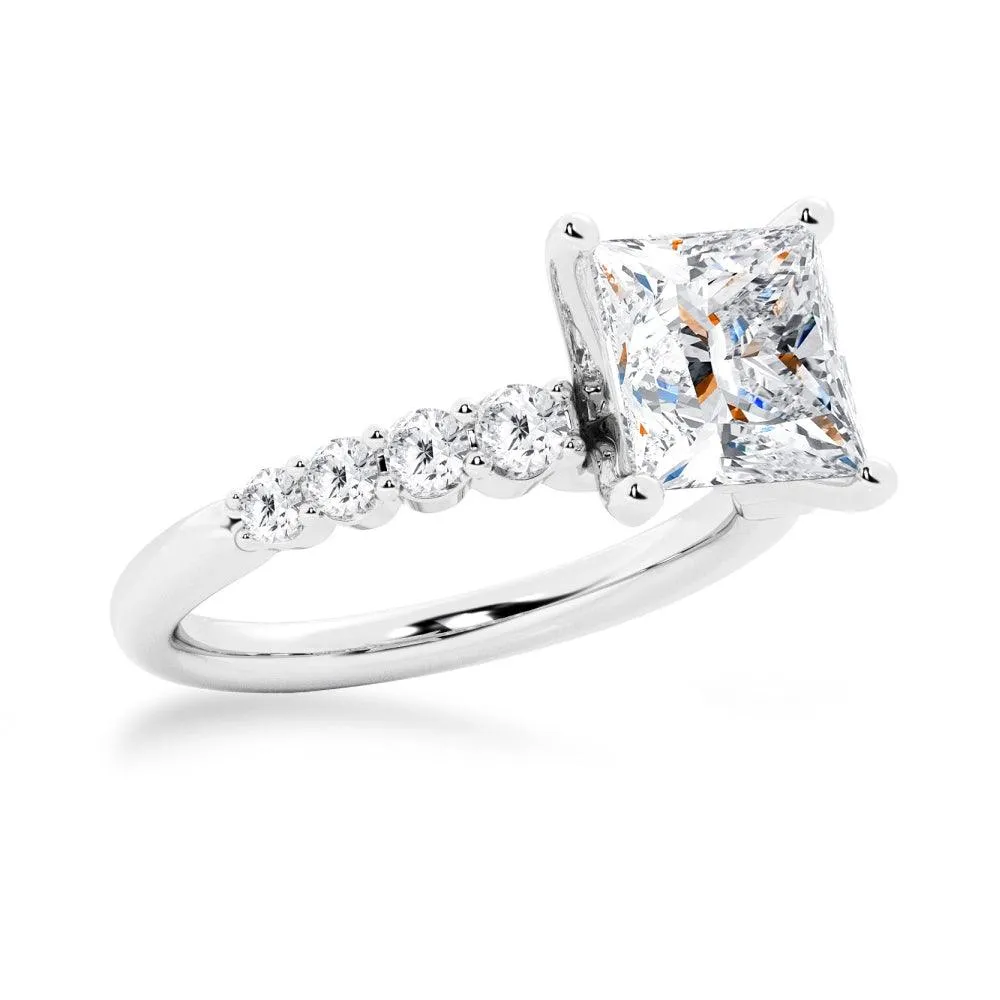 Classic Shared-Prong Princess Cut Moissanite Engagement Ring