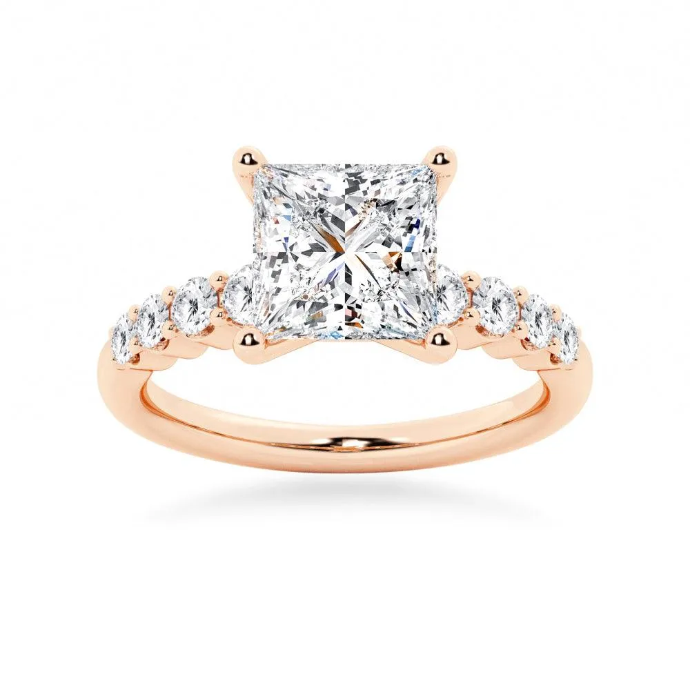 Classic Shared-Prong Princess Cut Moissanite Engagement Ring