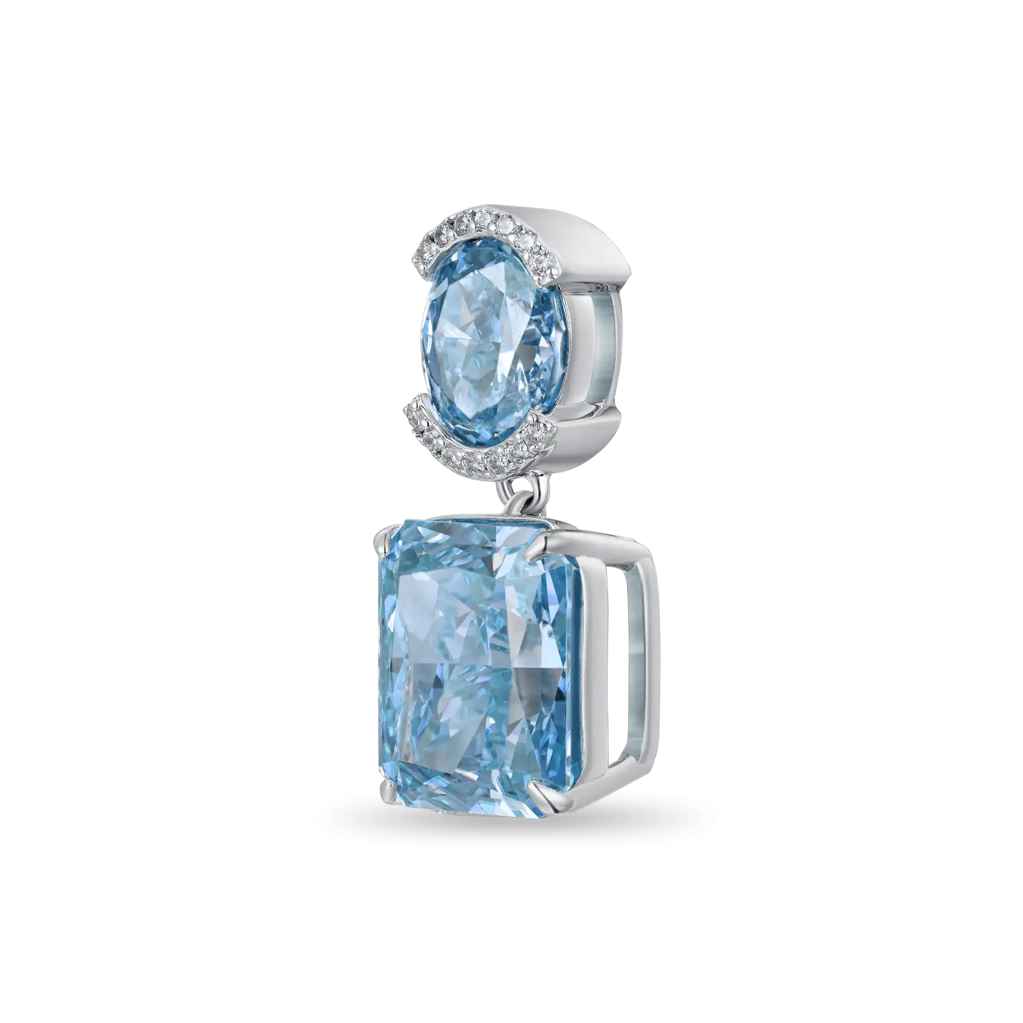 Crushed Ice Emerald Cut Drop Earring - Blue Gray