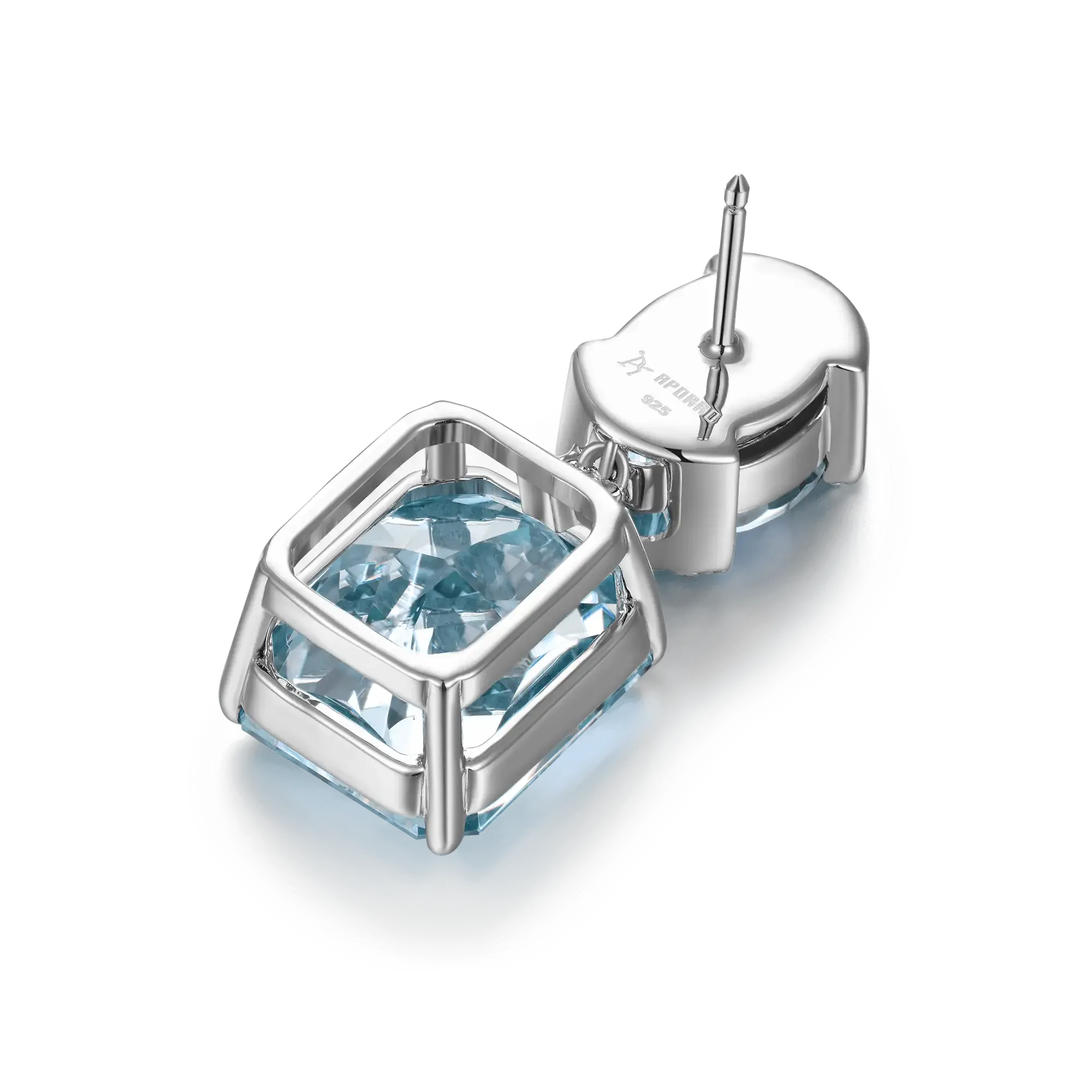 Crushed Ice Emerald Cut Drop Earring - Blue Gray