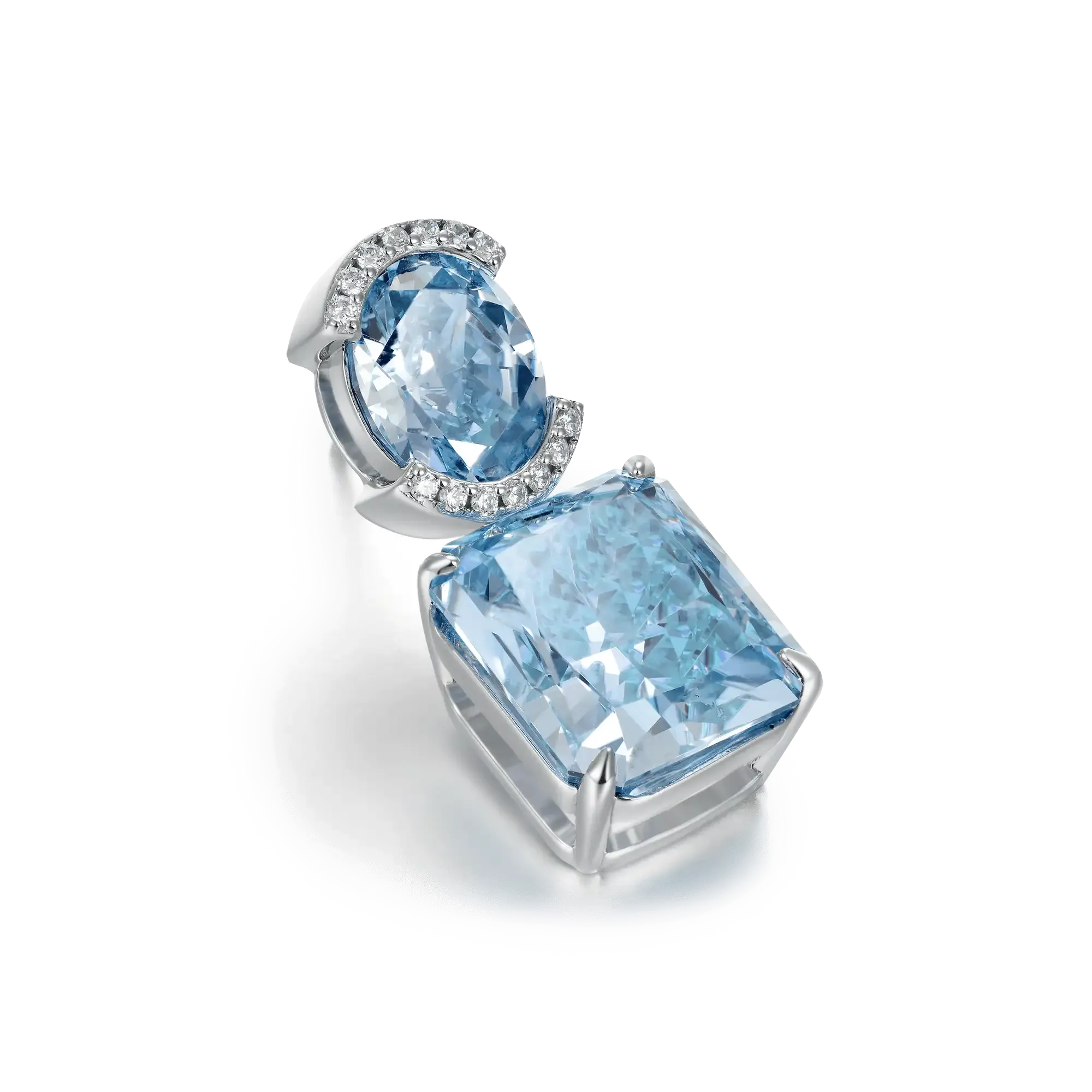 Crushed Ice Emerald Cut Drop Earring - Blue Gray