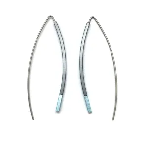 Curved Matchstick Bow Earrings - Gray and Pale Blue