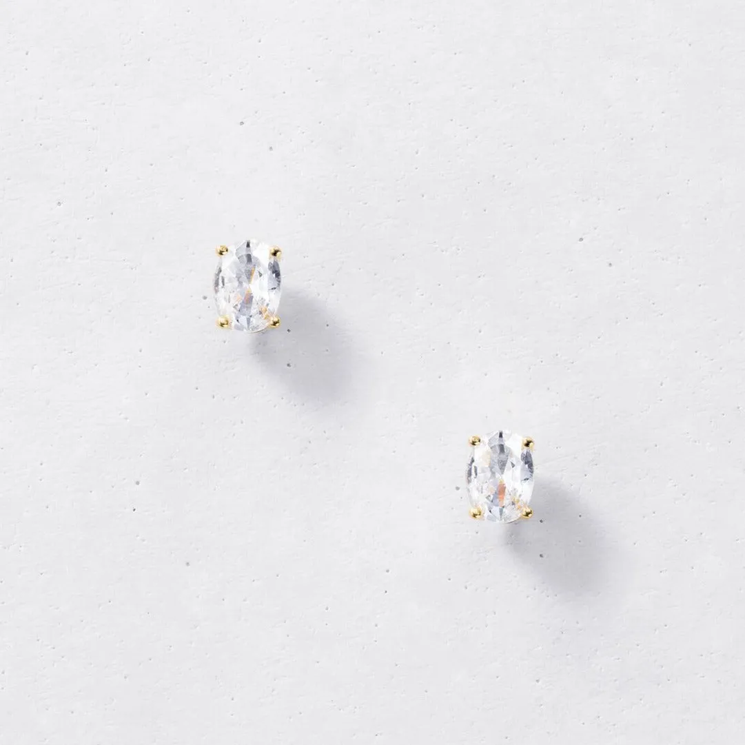 Dainty Oval Stud Earrings