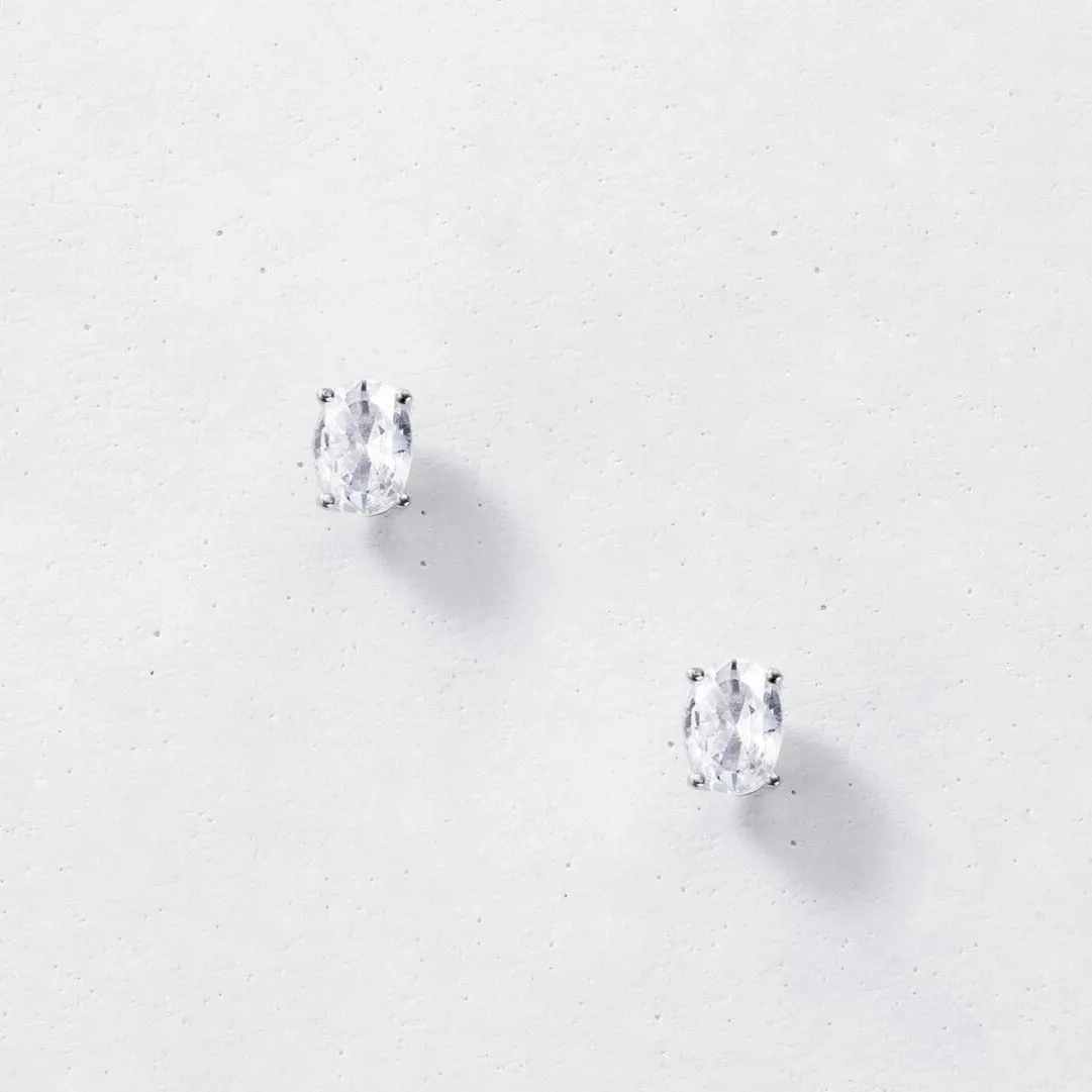 Dainty Oval Stud Earrings