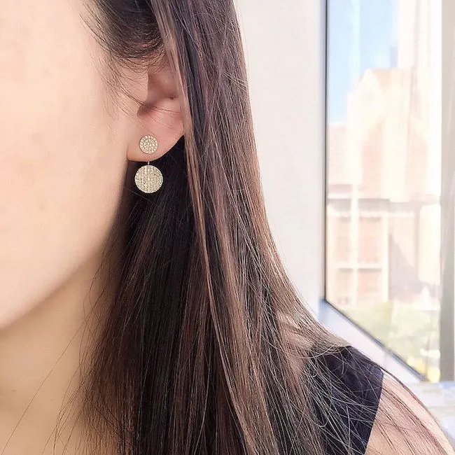 Double Circle Jacket Earrings