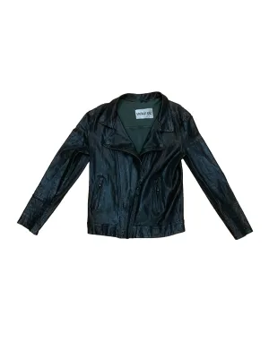 Double-Zip Stretch Leather Biker