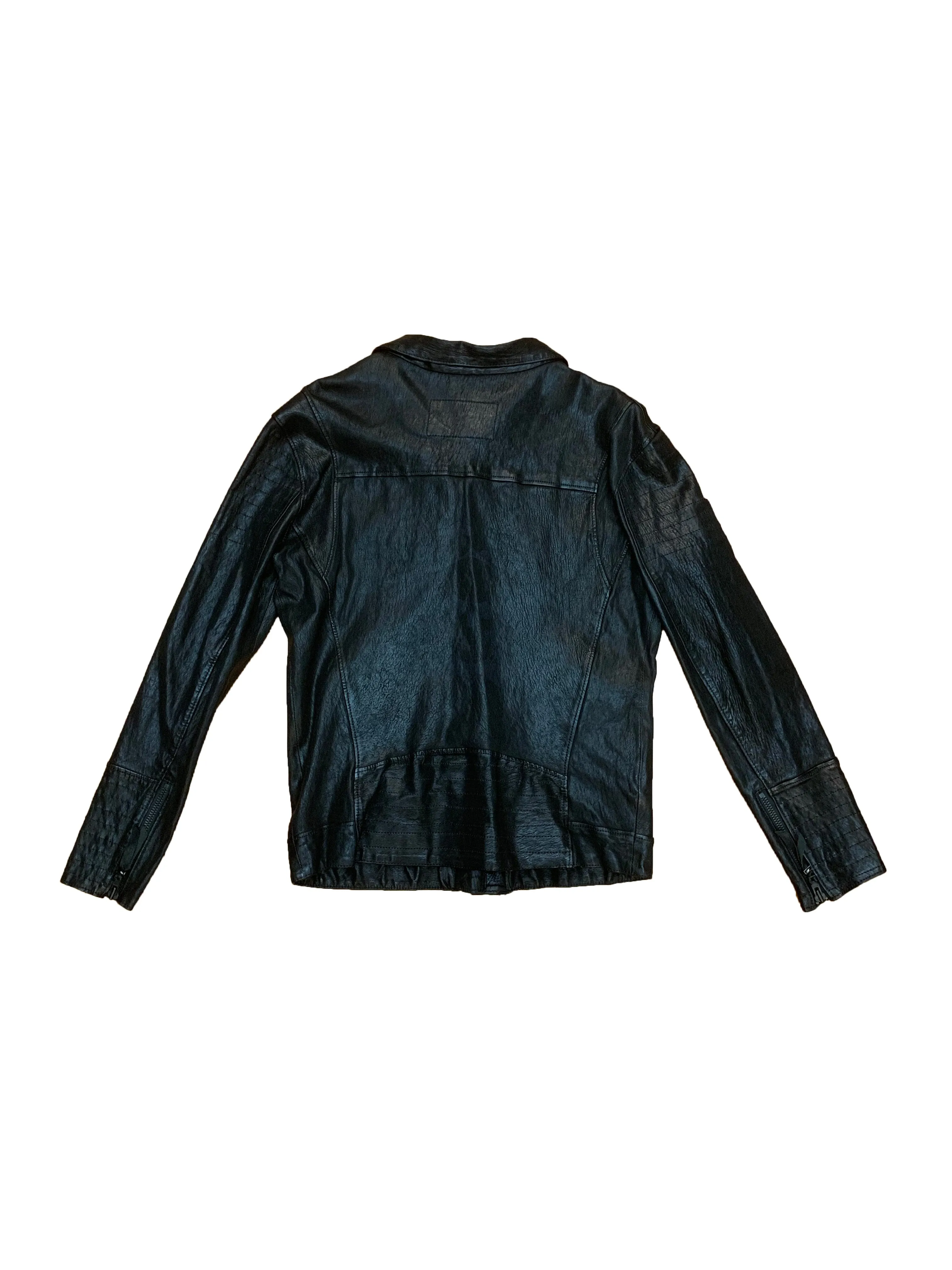 Double-Zip Stretch Leather Biker