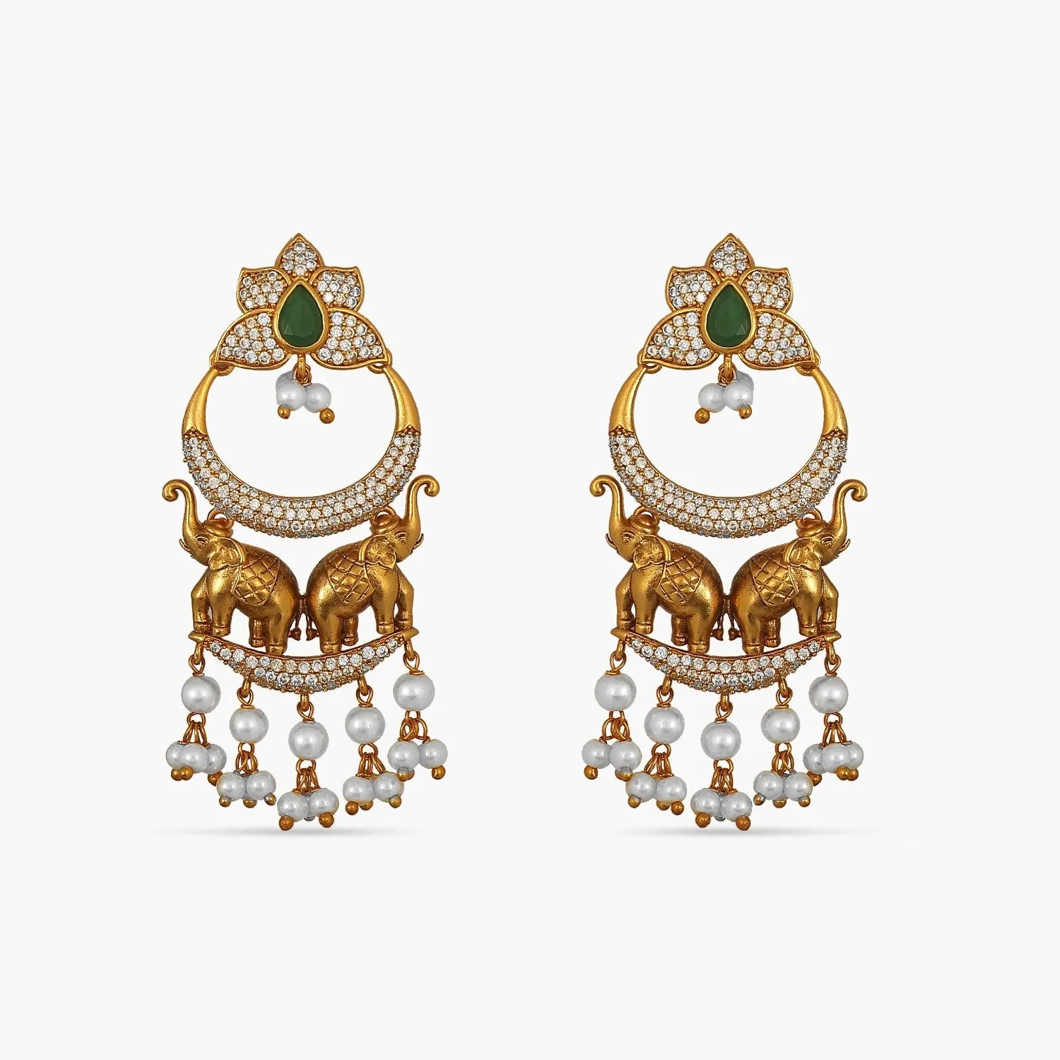 Elephants and Pearls Antique Earrings