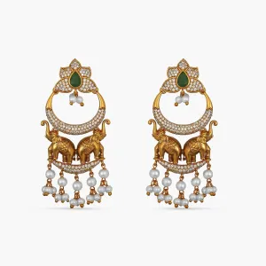 Elephants and Pearls Antique Earrings