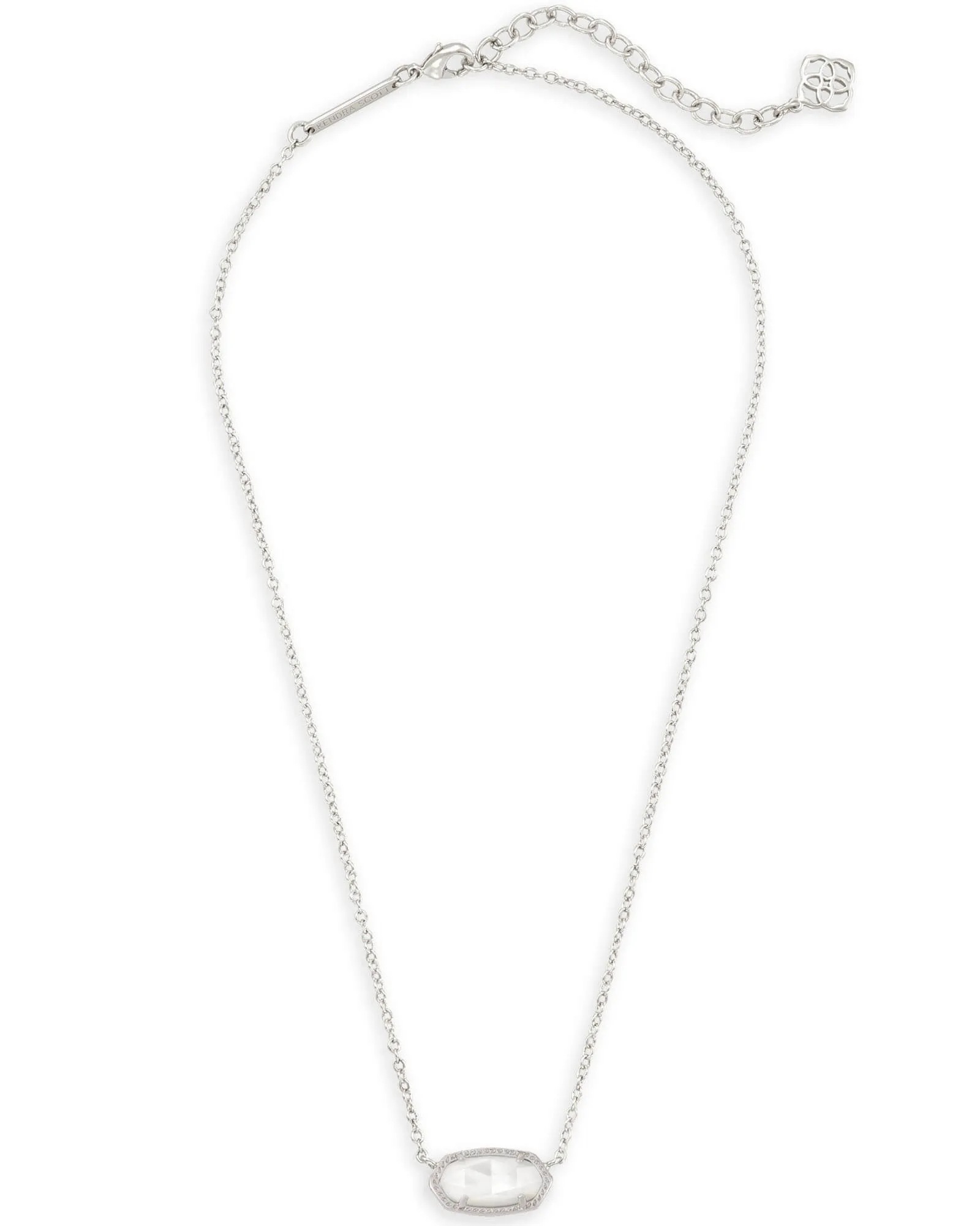 Elisa Silver Short Pendant Necklace In Ivory Mother-Of-Pearl