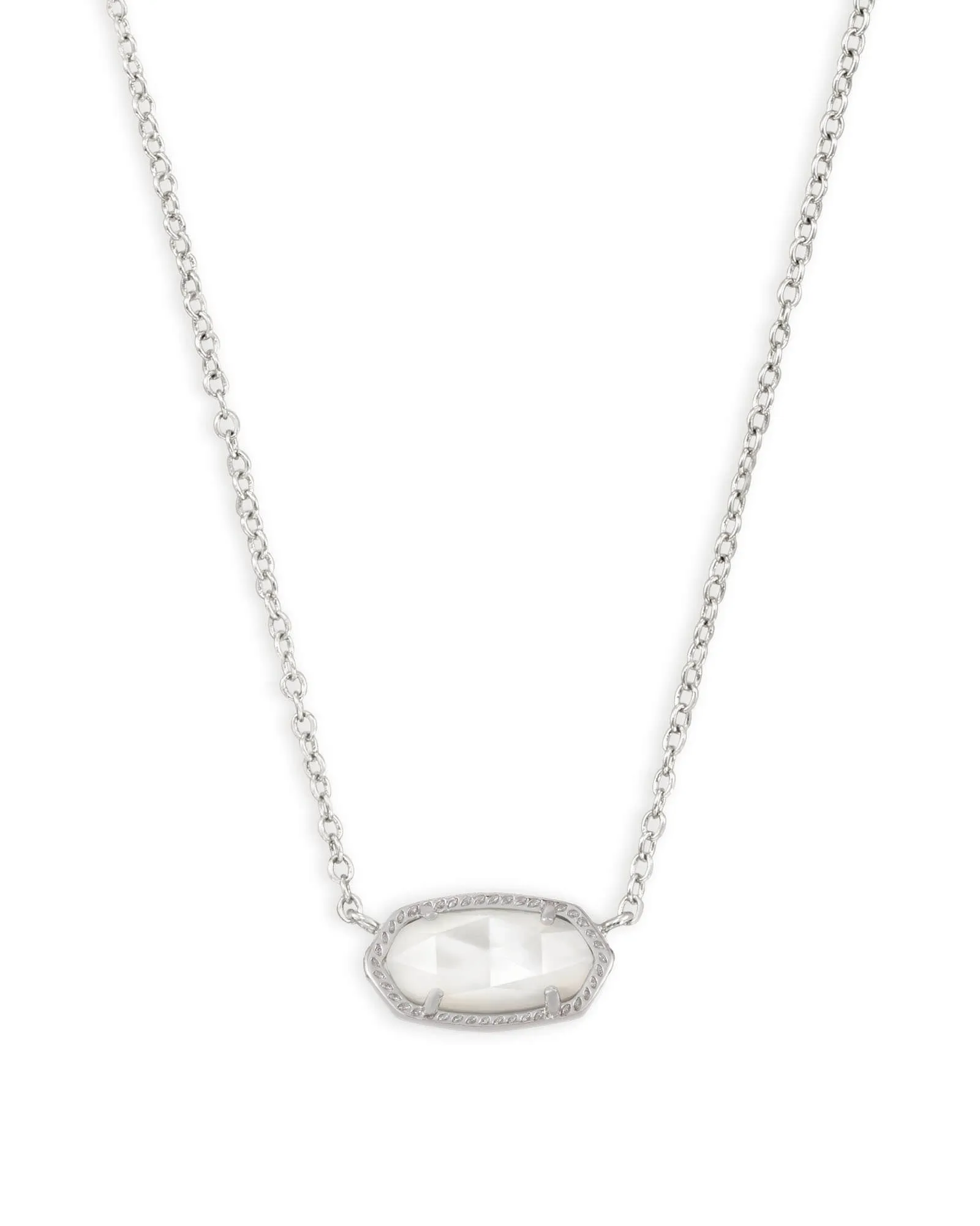 Elisa Silver Short Pendant Necklace In Ivory Mother-Of-Pearl