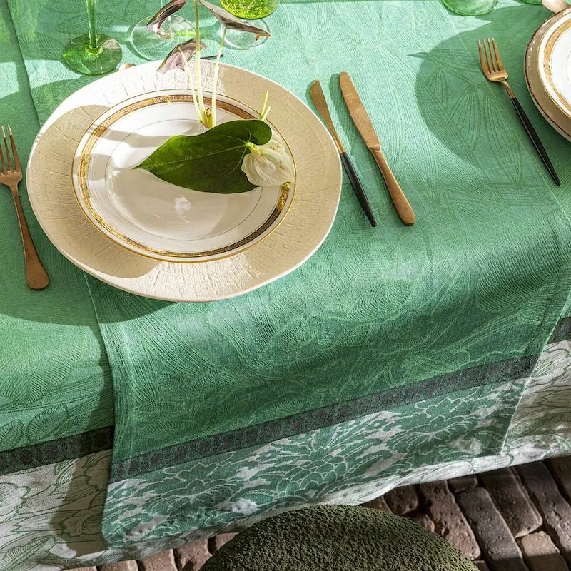 escapade tropicale green table runner by le jacquard français