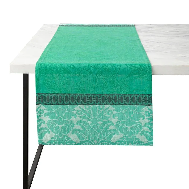 escapade tropicale green table runner by le jacquard français