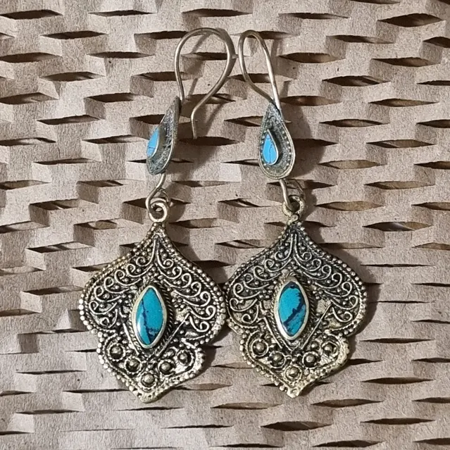 Exquisite Afghan Turquoise Tribal Earrings