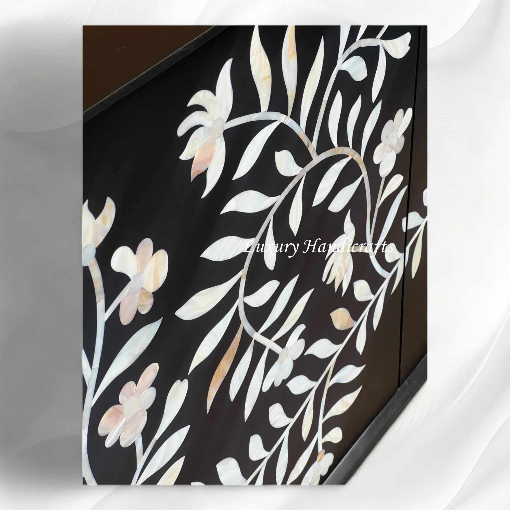 Flower MOP Inlay 2 Door Cabinet Black