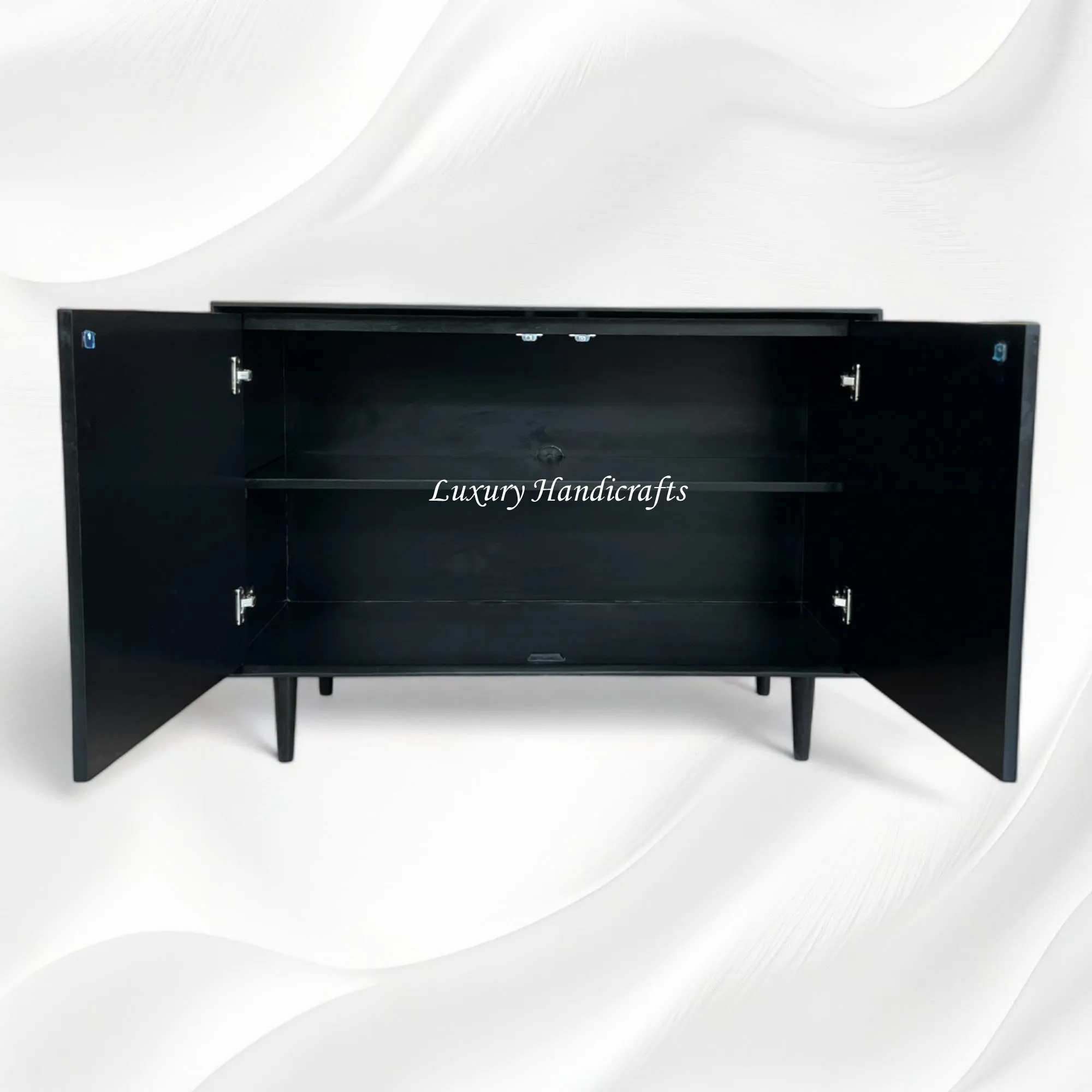 Flower MOP Inlay 2 Door Cabinet Black