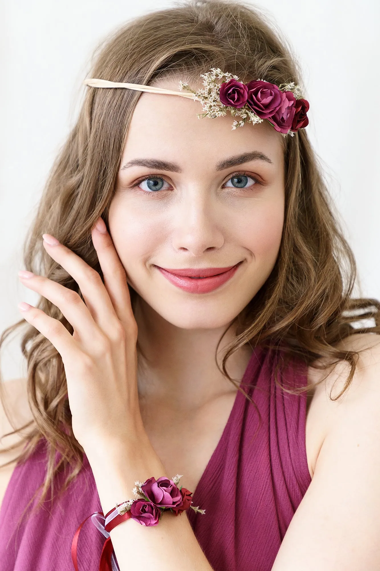 Flower Wrist Corsage Deep Red