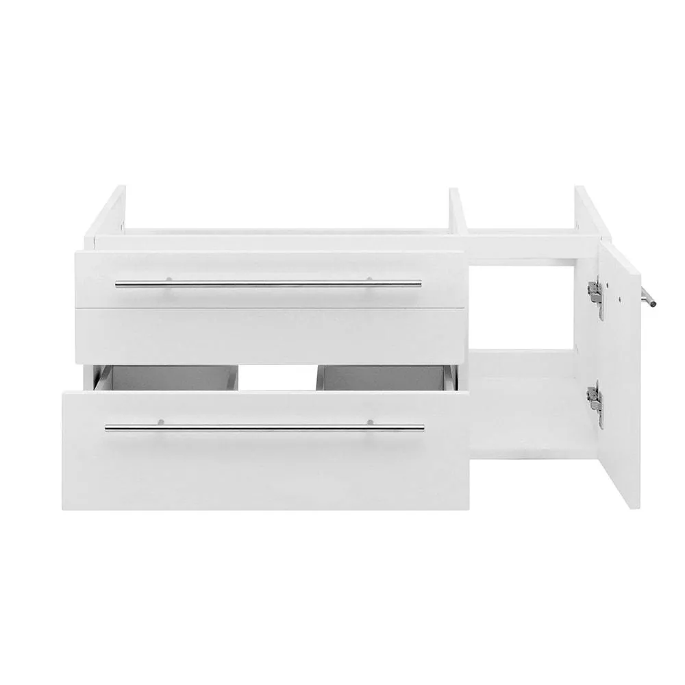 Fresca FCB6136WH-VSL-L Lucera 36" White Wall Hung Vessel Sink Modern Bathroom Cabinet - Left Version