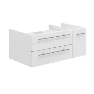 Fresca FCB6136WH-VSL-L Lucera 36" White Wall Hung Vessel Sink Modern Bathroom Cabinet - Left Version