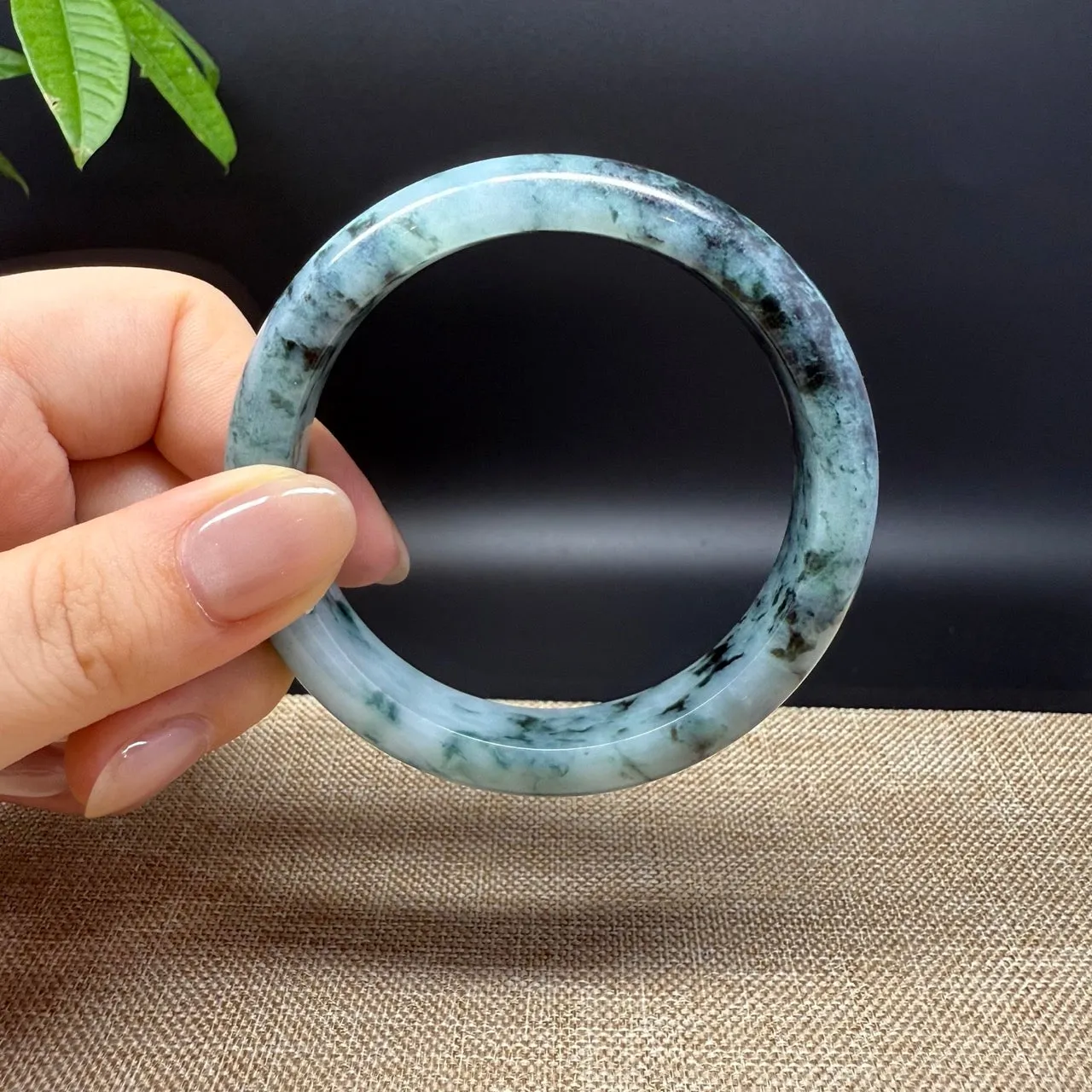 Genuine Burmese Blue Green Jade Jadeite Bangle Bracelet ( 58mm )