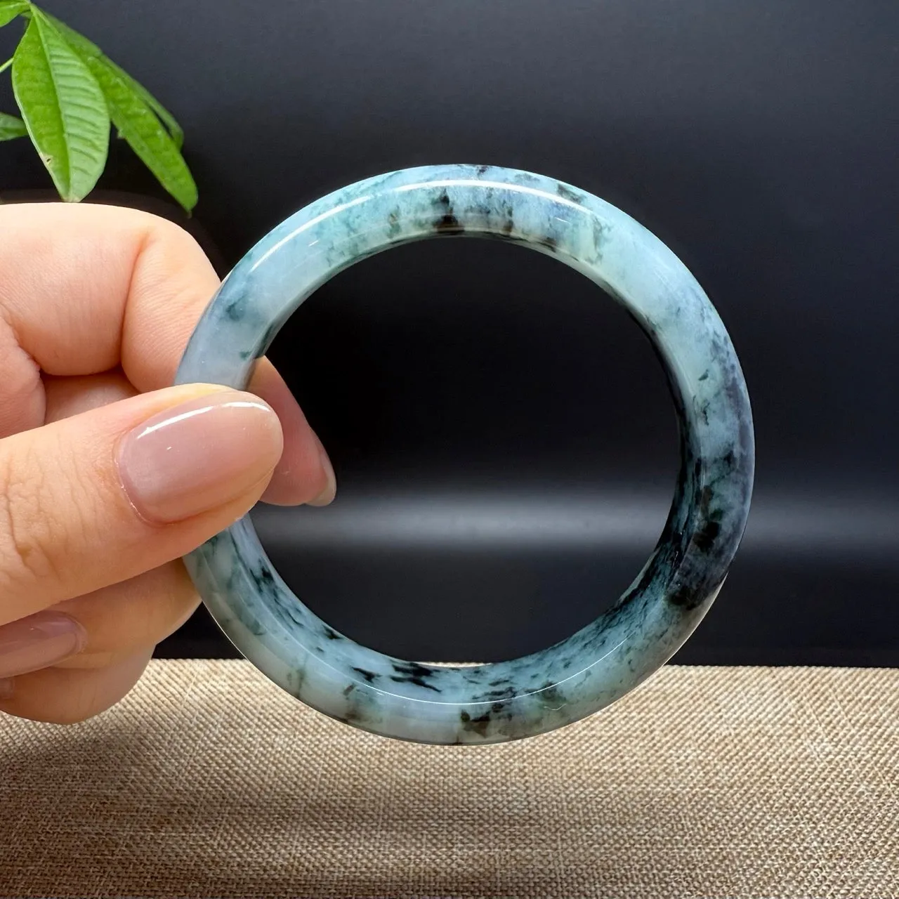 Genuine Burmese Blue Green Jade Jadeite Bangle Bracelet ( 58mm )