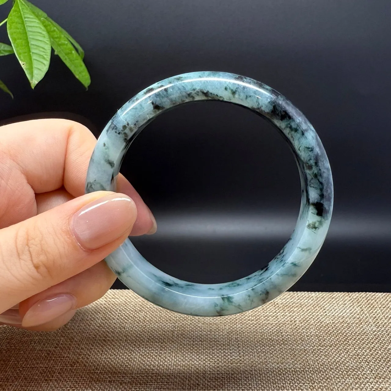 Genuine Burmese Blue Green Jade Jadeite Bangle Bracelet ( 58mm )