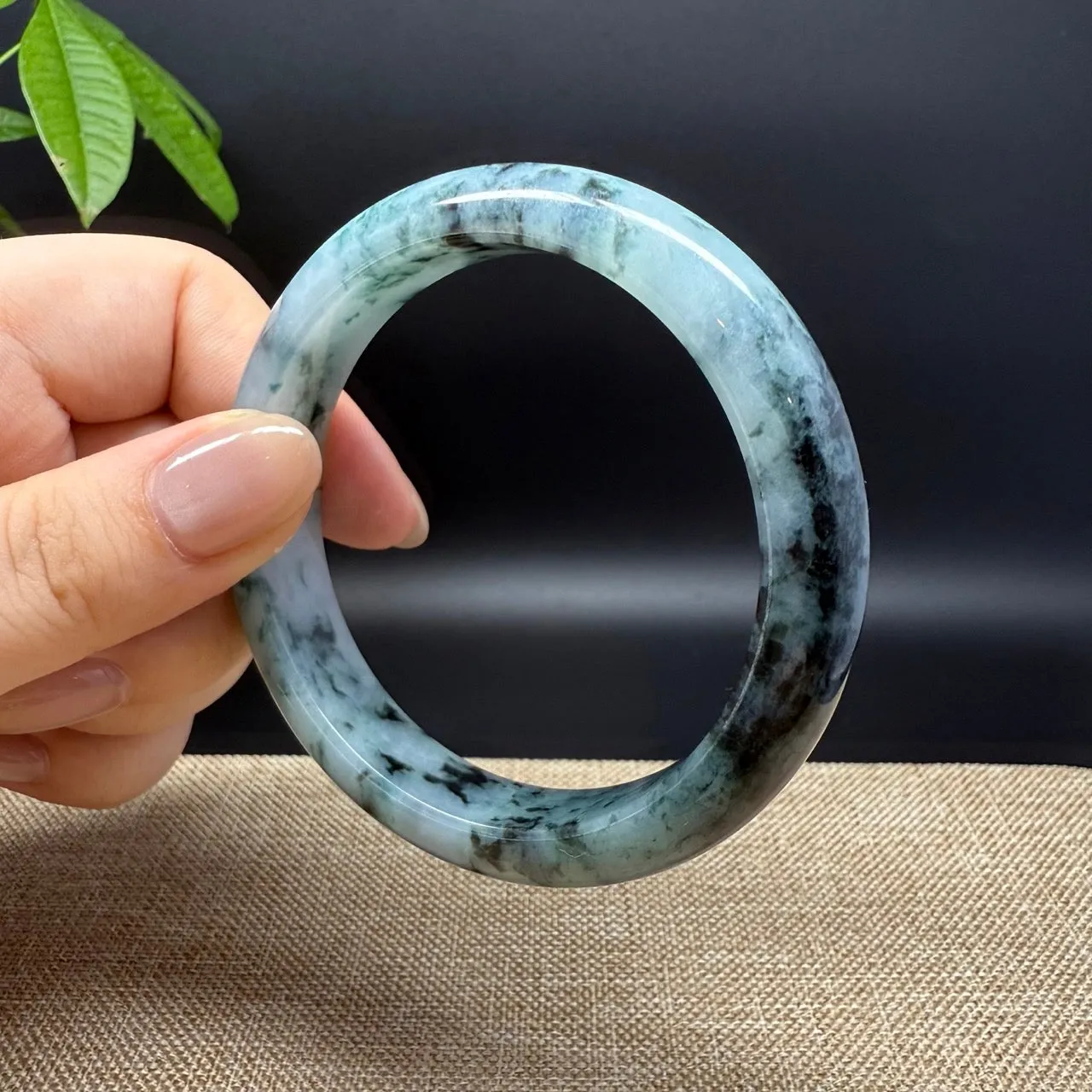 Genuine Burmese Blue Green Jade Jadeite Bangle Bracelet ( 58mm )