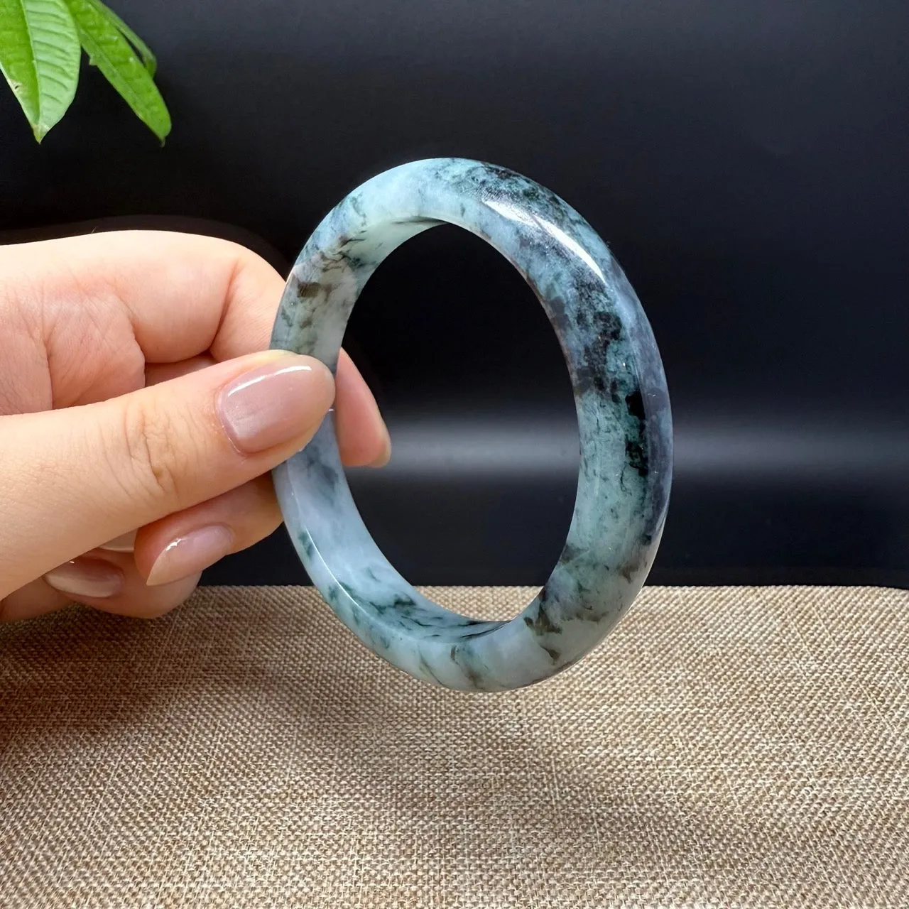 Genuine Burmese Blue Green Jade Jadeite Bangle Bracelet ( 58mm )