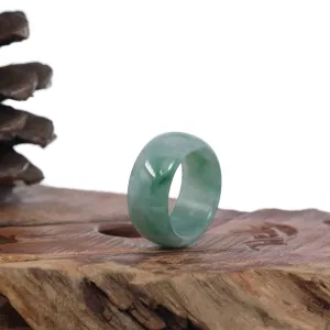 Genuine Burmese Blue-green Jadeite Jade Men's Band Ring