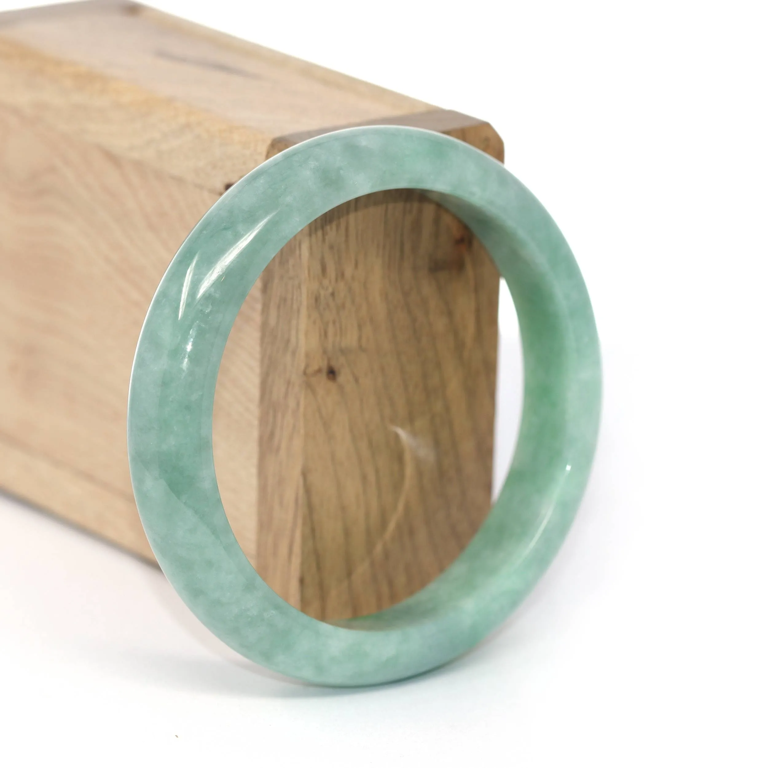 Genuine Burmese Forest Green Jadeite Jade Bangle Bracelet (58.3 mm) #257