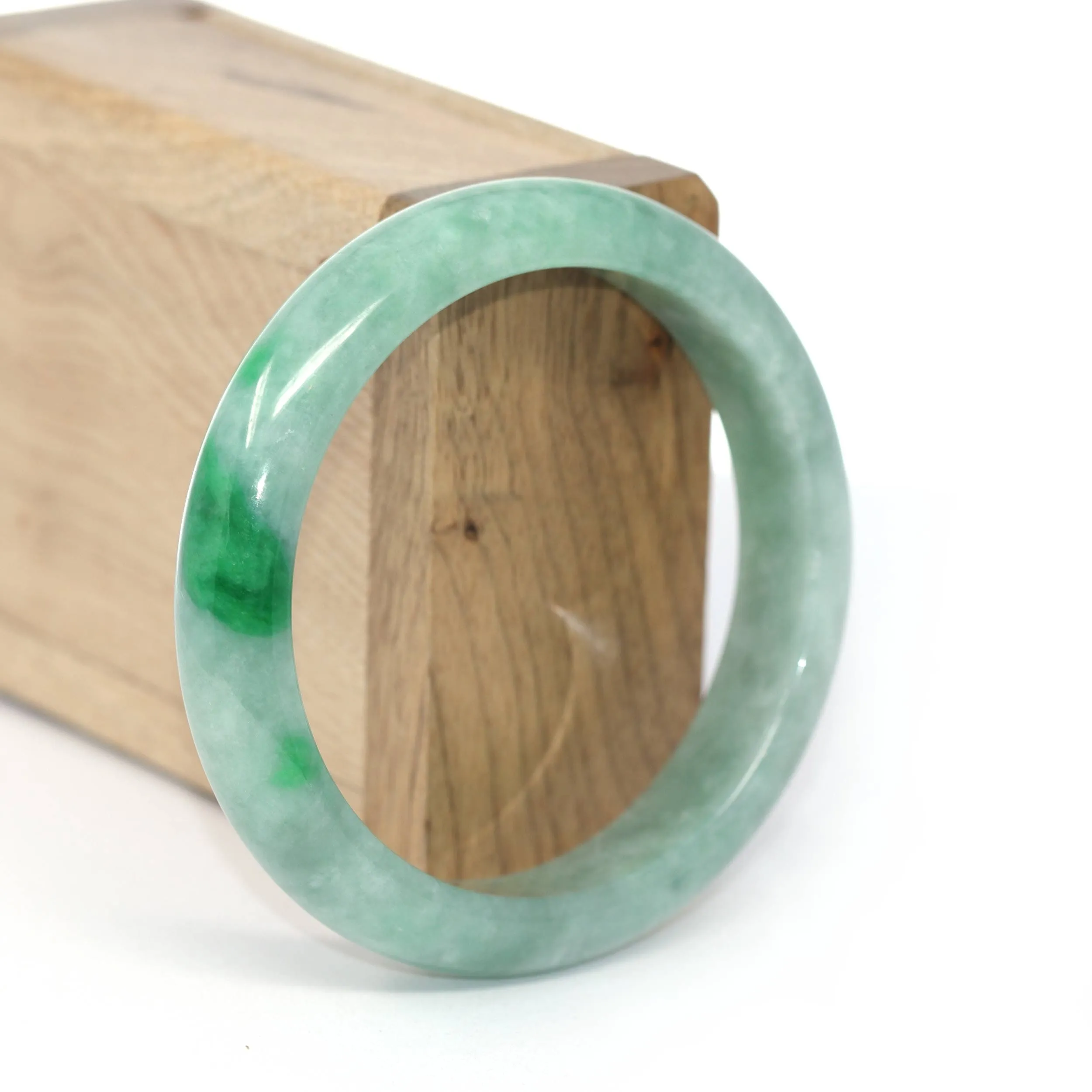 Genuine Burmese Forest Green Jadeite Jade Bangle Bracelet (58.3 mm) #257