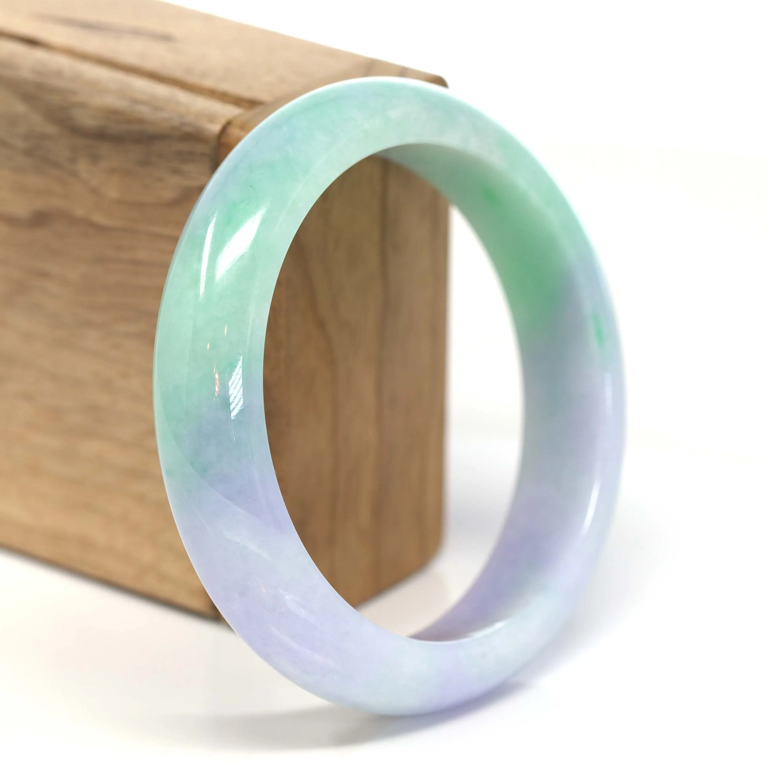 Genuine Burmese Lavender & Green Jadeite Jade Bangle Bracelet ( 59.54 mm ) #209