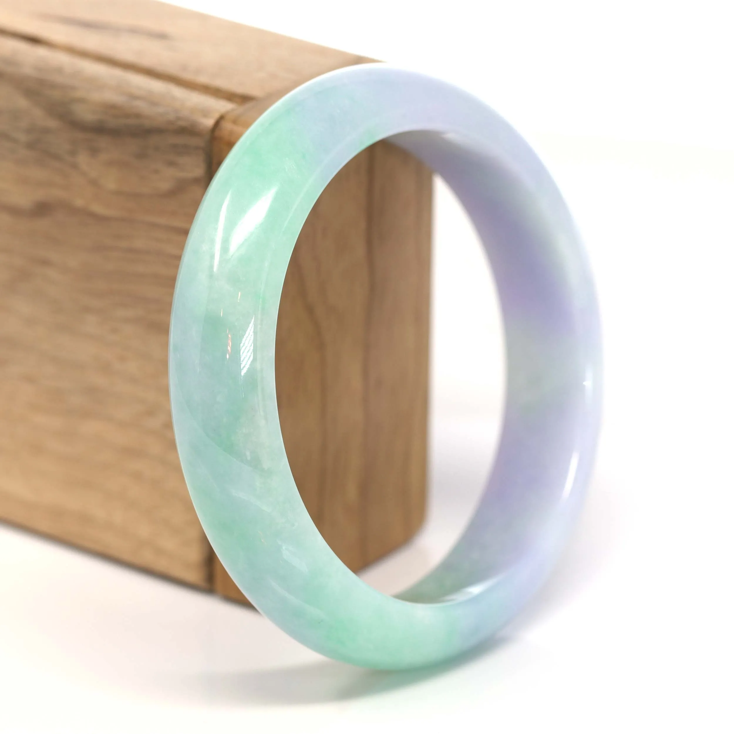 Genuine Burmese Lavender & Green Jadeite Jade Bangle Bracelet ( 59.54 mm ) #209