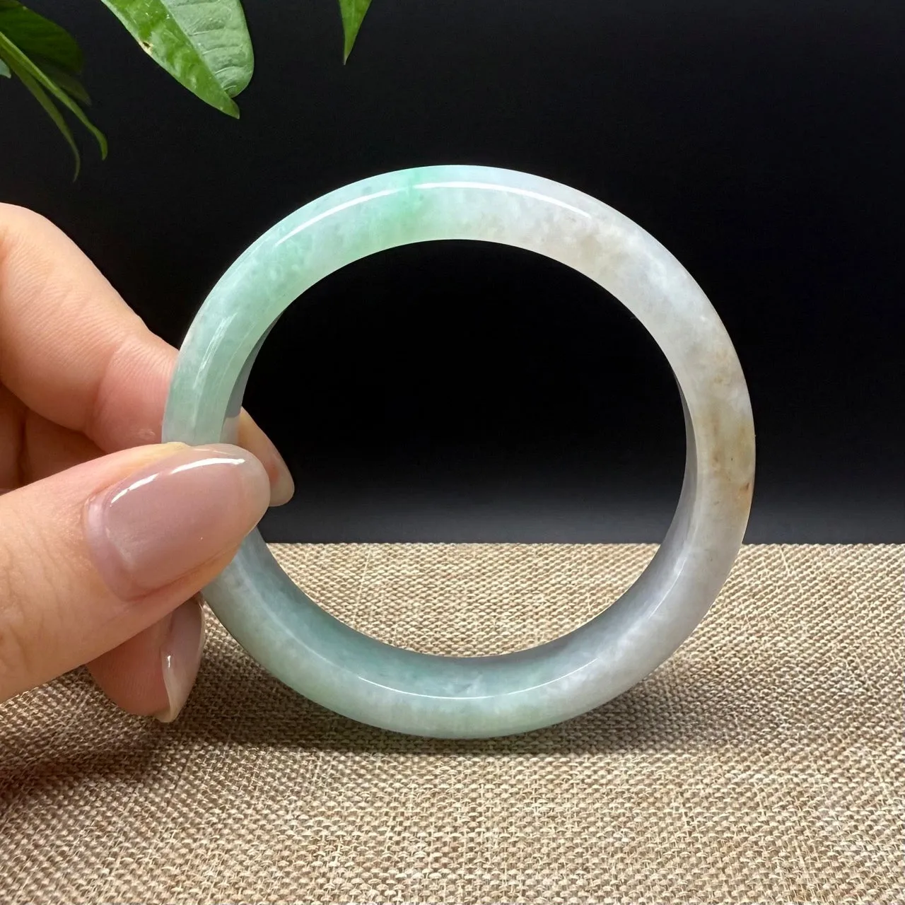 Genuine Burmese Yellow Green Jade Jadeite Bangle Bracelet ( 52.8mm )