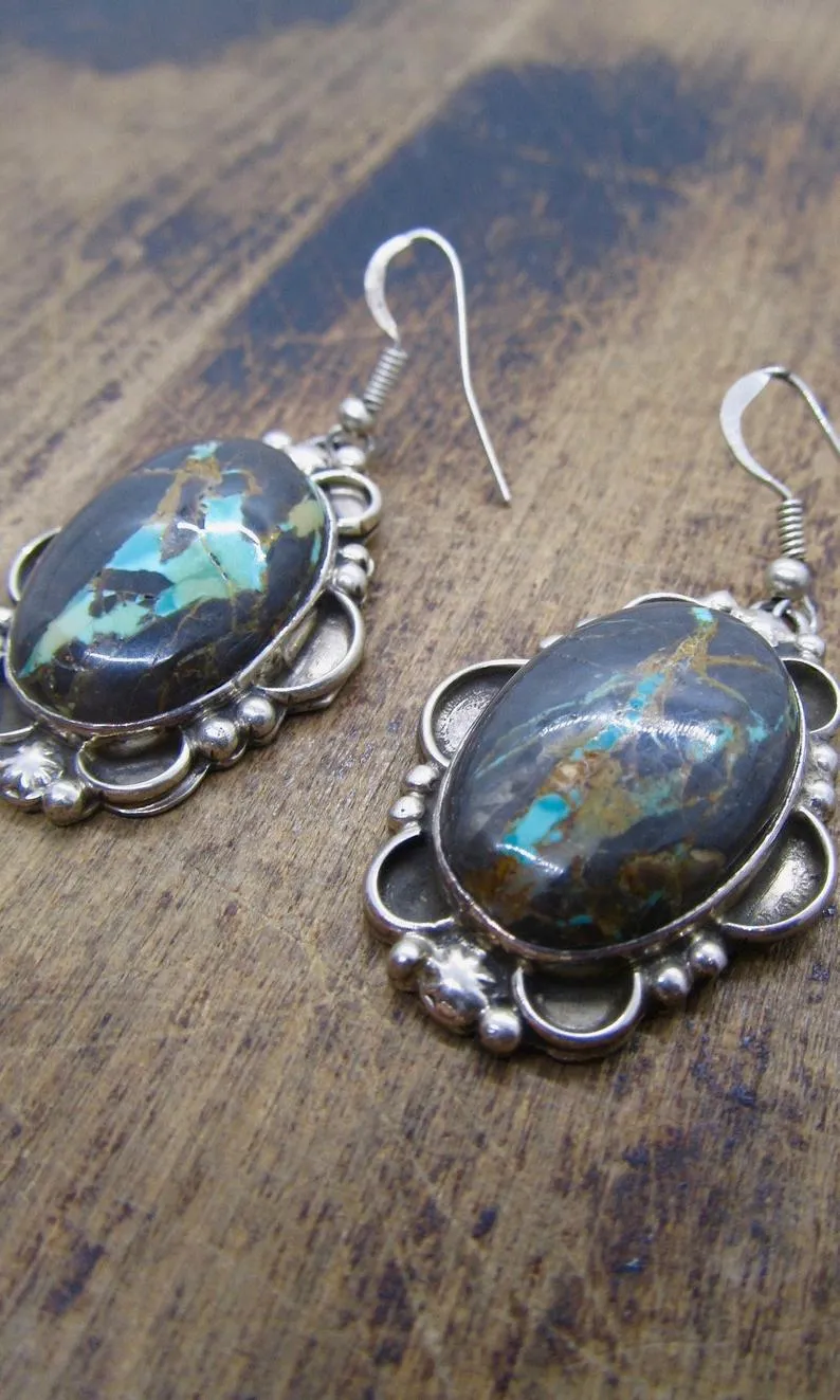 GET STONED Navajo Silver and Turquoise Earrings