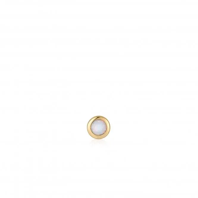 Gold Kyoto Opal Bezel Barbell Single Earring E035-11G