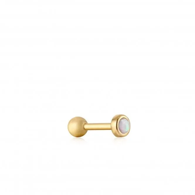 Gold Kyoto Opal Bezel Barbell Single Earring E035-11G