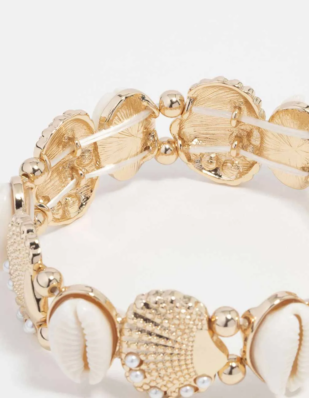 Gold Pearl Shell Stretch Bracelet