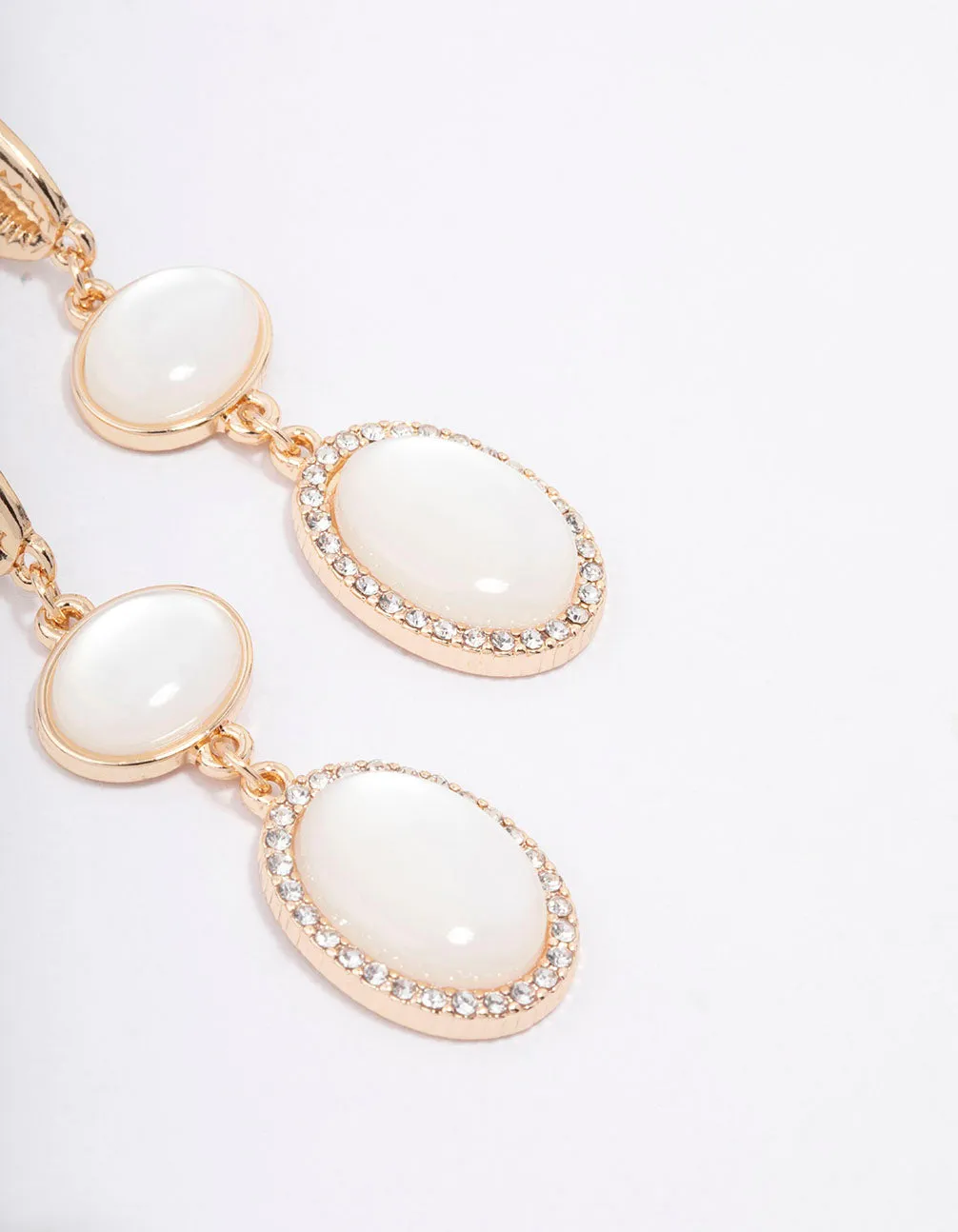 Gold Shell Stone Drop Earrings